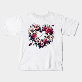 Eternal Bloom - A Symphony of Roses and Lilies Kids T-Shirt